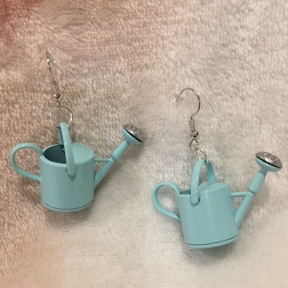 Baby Blue Garden Watering Can Fashion Earrings NWT Novelty Earrings Gardeners